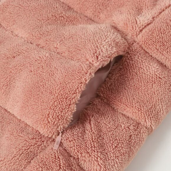 Moncler Pink Fleece Puffer Jacket with Knit Sleeves & Turtleneck | Size S - Picture 10 of 12